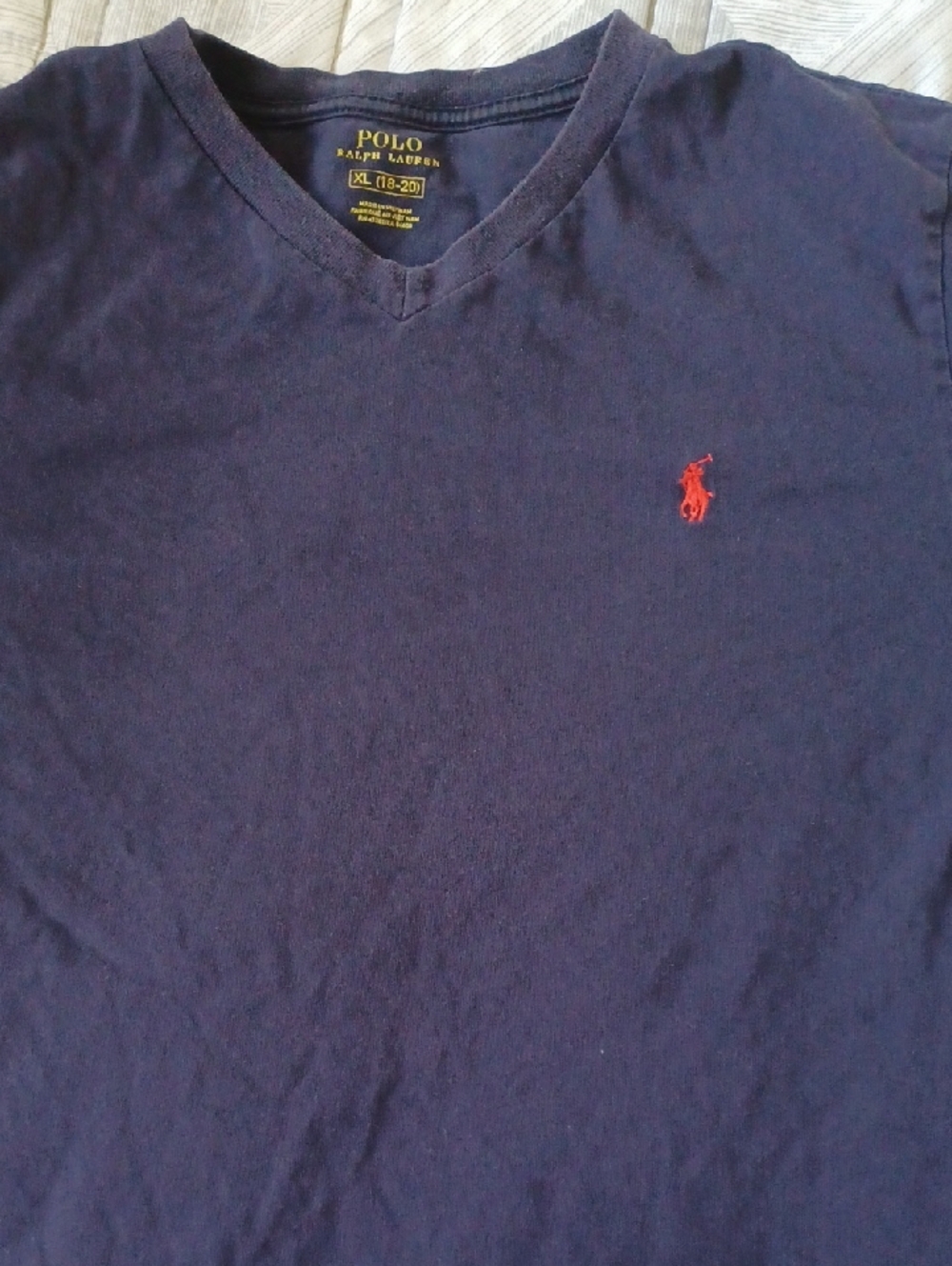 Polo by Ralph Lauren Navy V-Neck Tee with Red Pony Logo